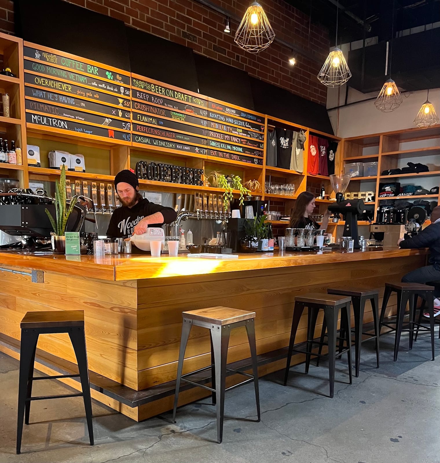 Wooden Robot Coffee Bar