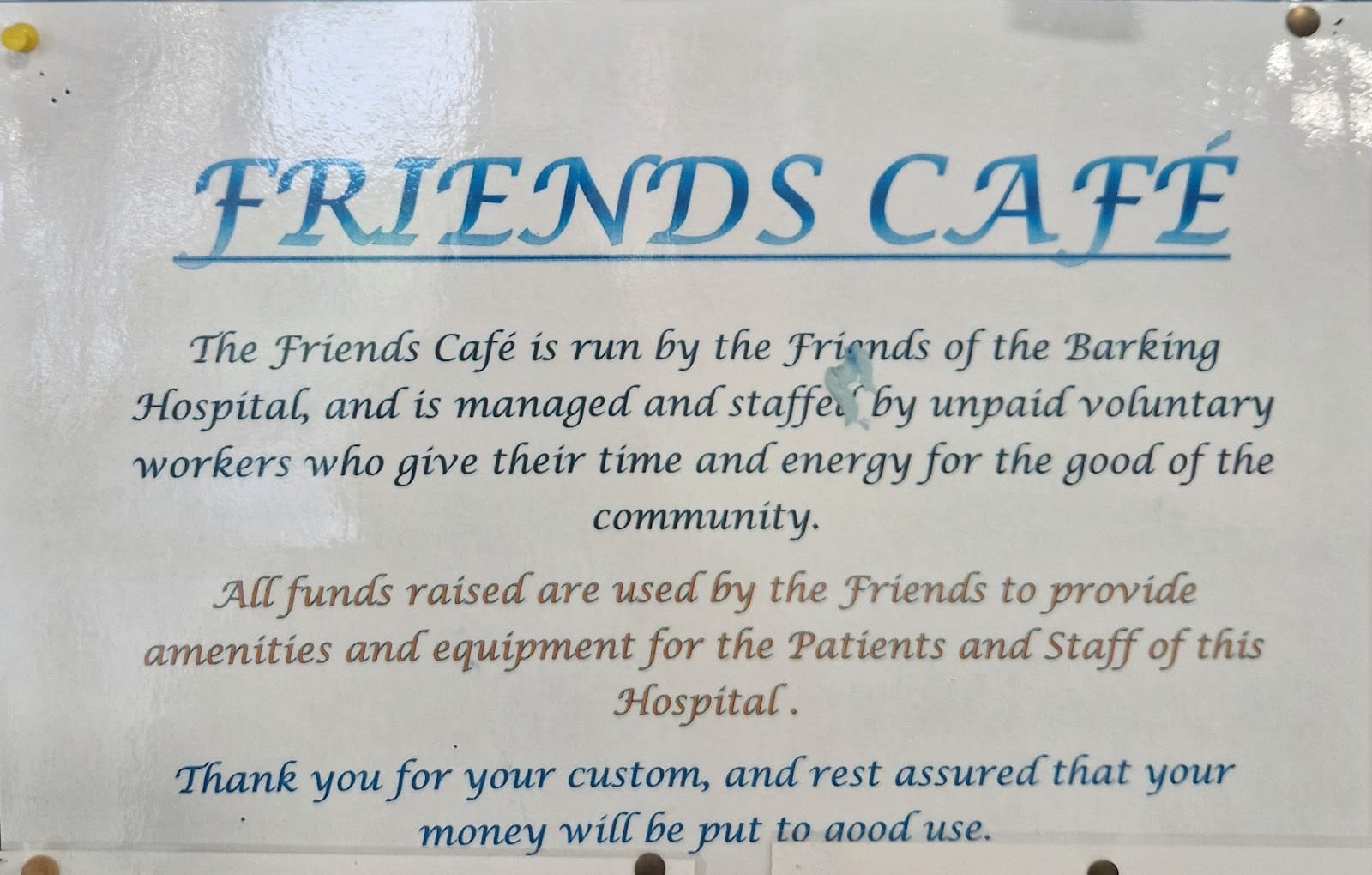 The Friends Café at Barking Community Hospital