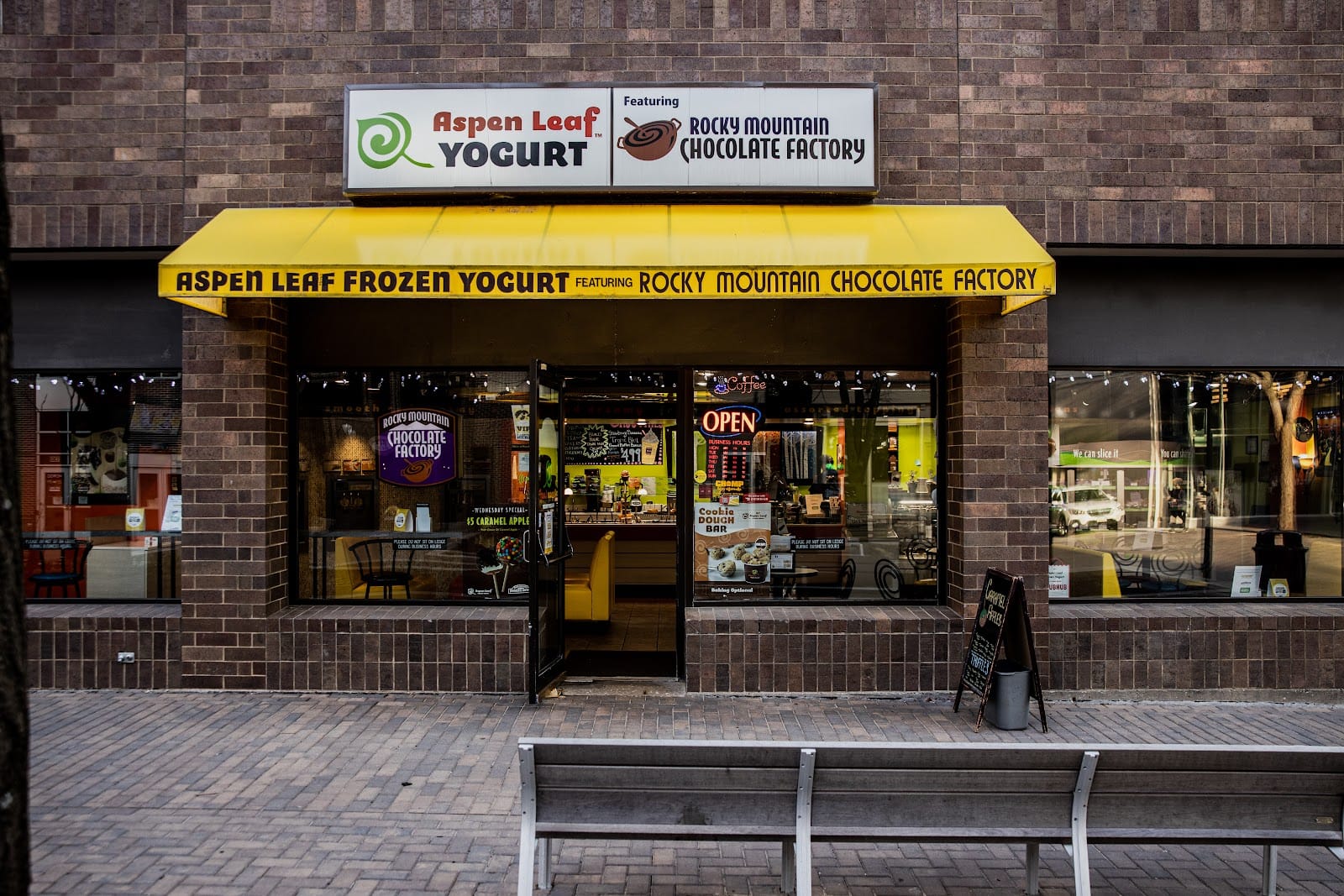 Aspen Leaf Frozen Yogurt featuring Rocky Mountain Chocolate Factory