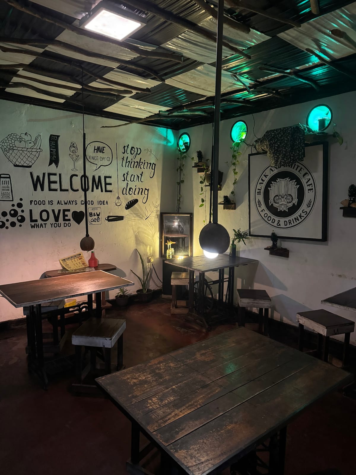 Black and white cafe and family restaurant